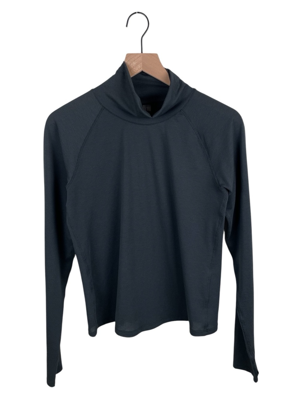 Outdoor Voices Women's Fast Track Mesh Turtleneck Shirt Size Medium Grey Cotton